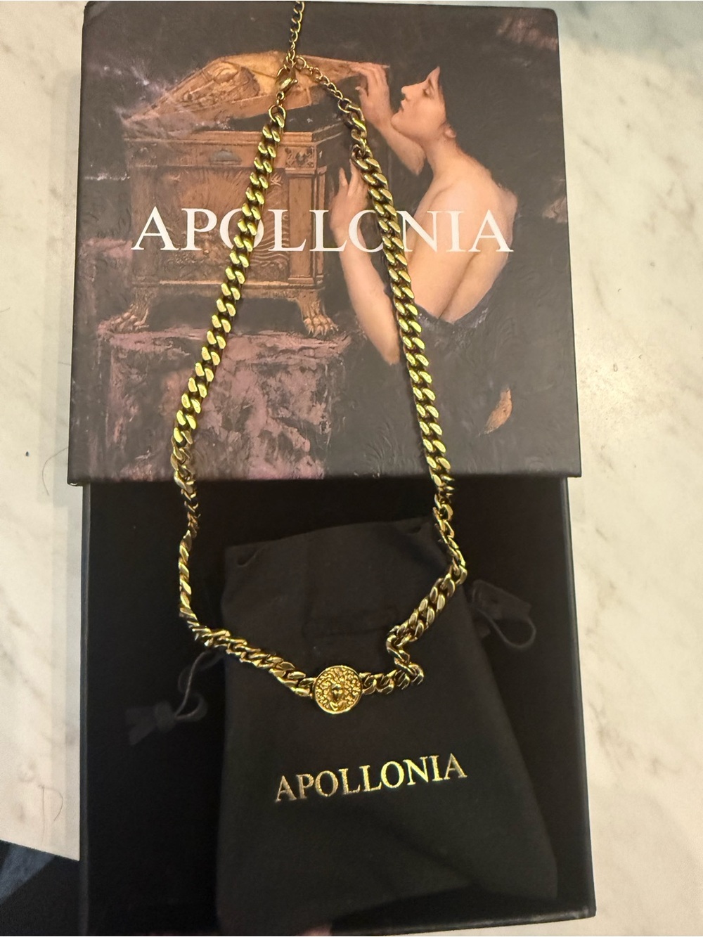 Apollonia Gold Medallion Cuban Chain Necklace-Medusa